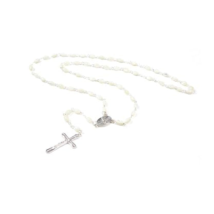 Catholic Rosary For Men & Women - 22.5" Rosary Necklace From The Holy Land Of Jerusalem - Catholic Rosary With Olive Wood & Mother of Pearl Rosary Beads & Crucifix Dangle - color: Confirmation