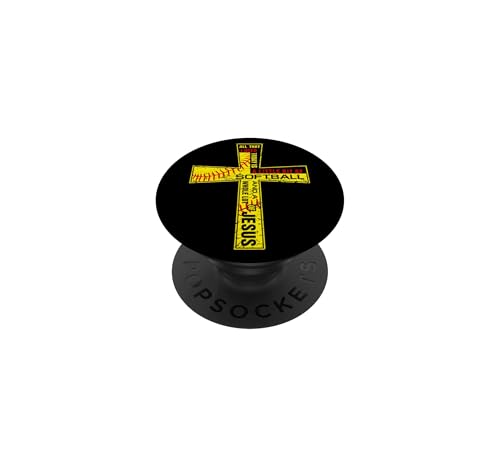 Softball Girl Christian Cross Faith I Need Softball & Jesus PopSockets Adhesive PopGrip - style: Adhesive PopGrip