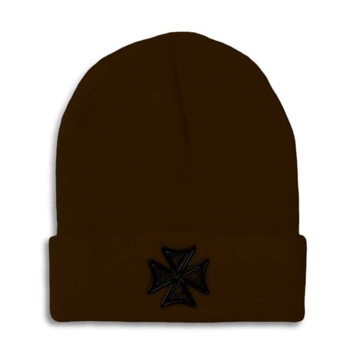 Custom Beanies for Men Iron Cross God Jesus Christ Christian Skull Cap Winter Hats for Women One Size - color: Brown Design Only