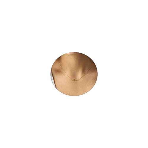 VIROMY Gold Cross Necklace for Women 14K Gold Plated Cute Sidways Cross Pendant Choker Necklaces Simple Trendy Everyday Jewelry for Women - style: Sideways Cross-44CM-Gold