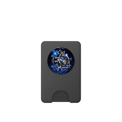 Religious Be Still & Know That I Am God Blue Butterfly Art PopSockets PopWallet for MagSafe - style: Magnetic PopWallet