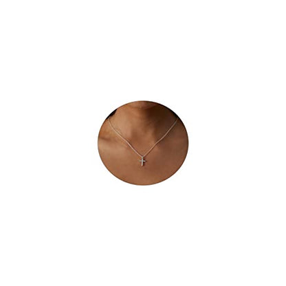 VIROMY Gold Cross Necklace for Women 14K Gold Plated Cute Sidways Cross Pendant Choker Necklaces Simple Trendy Everyday Jewelry for Women - style: Cross Pendant-43CM-Silver