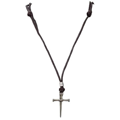 BlueRica Nail & Cross on Adjustable Cord Necklace - style: Brown
