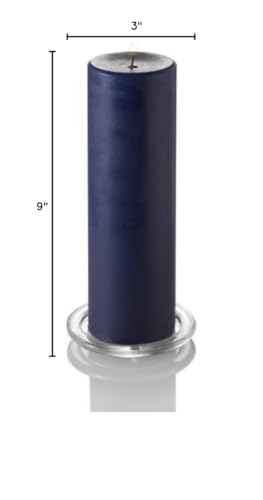 12 Eastland Glass Cylinder Vases 10.5" and 12 Navy Blue Richland Pillar Candles 9" - color: Navy Blue, size: 9"