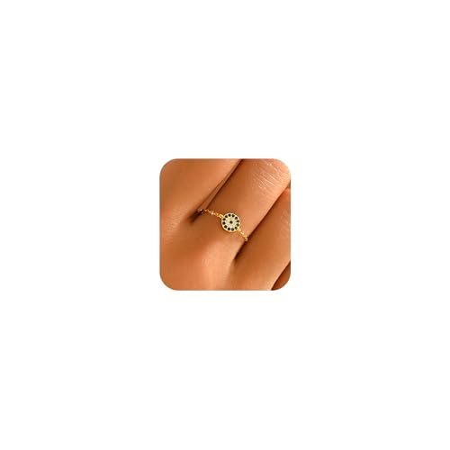 925 Sterling Silver Adjustable Link Chain Rings for Women Daughter - color: Style 7-Gold