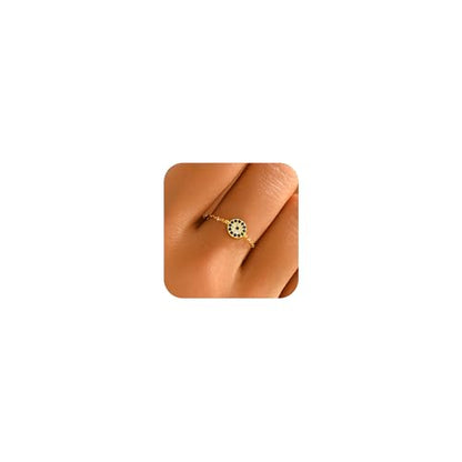925 Sterling Silver Adjustable Link Chain Rings for Women Daughter - color: Style 7-Gold