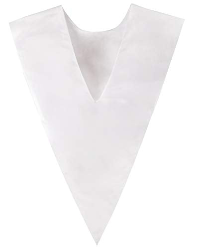 IvyRobes Unisex V Shape Solid-Colored Choir Stole with Cross - color: White