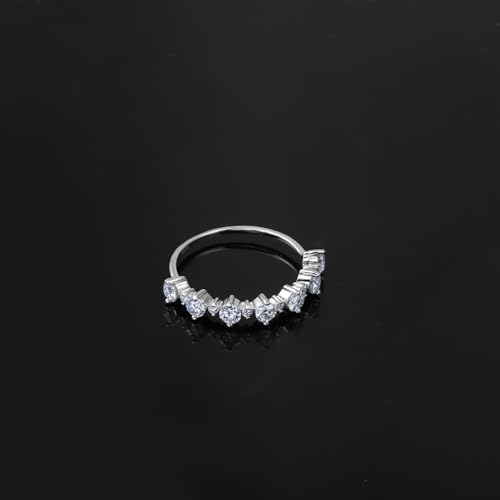 Helonley Birthstone Stack Rings for Women: 925 Sterling Silver Stacked Ring - color: Round Eternity Ring