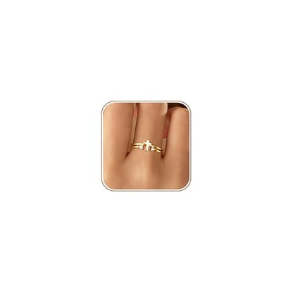 925 Sterling Silver Adjustable Cross Ring for Women - color: Gold
