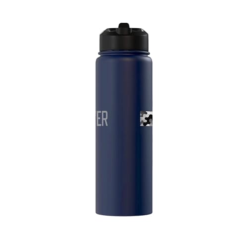 Faith Over Fear Christian Camo Cross Religious Bible Verse Stainless Steel Insulated Water Bottle - color: Navy Blue
