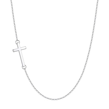 M MOOHAM Cross Necklace for Women Girls, Dainty 14K Gold Plated Cross Pendant Necklace Sideways Cross Choker Layered Necklaces for Women Girls - color: Sideways Cross Silver