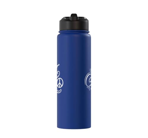 fancy Italic script Initial Letter A minimalist peace symbol Stainless Steel Insulated Water Bottle - color: Royal Blue