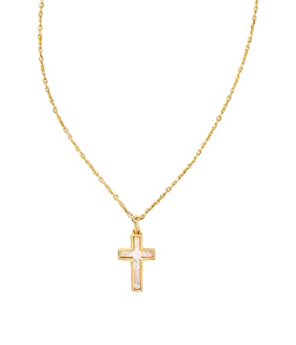 Kendra Scott Cross Pendant Necklace, Fashion Jewelry for Women - color: GOLD - WHITE OPAL