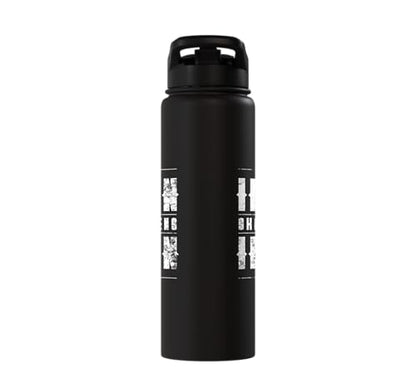 Iron Sharpens Iron Christian Gym Water Bottles Bible Verse Stainless Steel Insulated Water Bottle - color: Black
