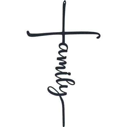 Family Cross Metal Wall Art - 10.5" X 18" - Black - color: Black, size: 18"L x 10.5"W