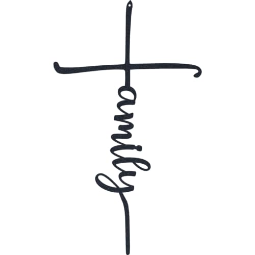 Family Cross Metal Wall Art - 14" X 24" - Black - color: Black, size: 24"L x 14"W