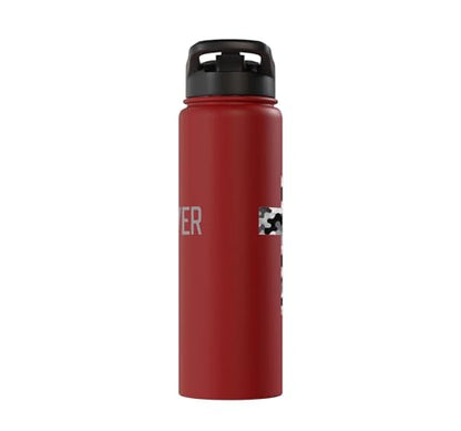 Faith Over Fear Christian Camo Cross Religious Bible Verse Stainless Steel Insulated Water Bottle - color: Red