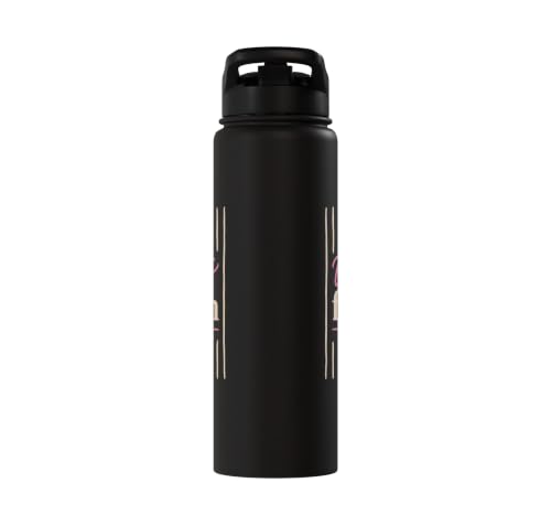 Christian Faith Scripture Verse Walk by Faith Pink Bow Stainless Steel Insulated Water Bottle - color: Black