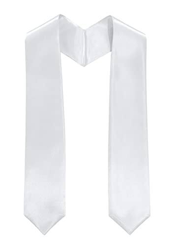 MyGradDay Plain Graduation Stole Colorful Stole for Adult Length 60",Rich in Color - color: White