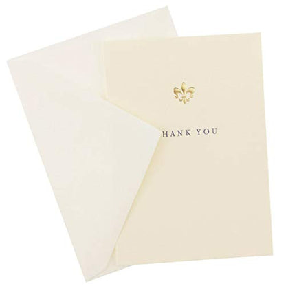 Graphique Fleur de Lis La Petite Presse Boxed Thank You Notes - 10 Embossed and Embellished Gold Foil Fleur de Lis Thank You Cards with Matching Envelopes, 3.25" x 4.75" - color: Fleur de Lis
