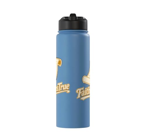Faith Rings True Christian Scripture Cross Stainless Steel Insulated Water Bottle - color: Light Blue