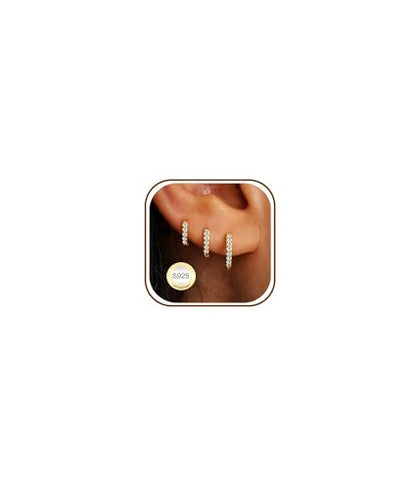 3Pairs Gold Cross Earrings for Women Hoops Huggie Earrings Stack Set - color: Gold-6