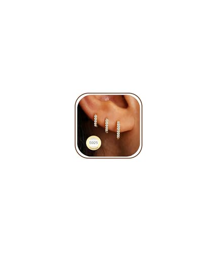 3Pairs Gold Cross Earrings for Women Hoops Huggie Earrings Stack Set - color: Gold-6