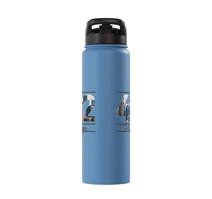 412 Skyline Number City Pride Script Stainless Steel Insulated Water Bottle - color: Light Blue
