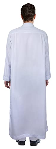 HOMELEX Men's Thobe Kaftan Arab Robe - color: White, size: Small