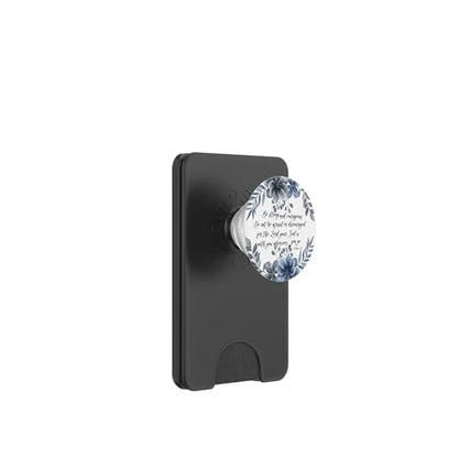 Joshua 1 9 Christian Bible Verse Blue Floral Scripture Quote PopSockets PopWallet for MagSafe - style: Magnetic PopWallet