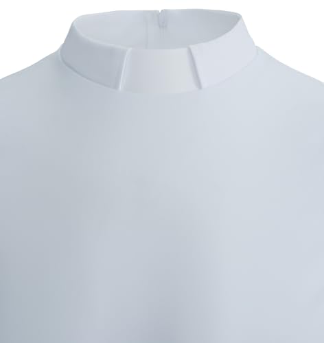Trumpet Long Sleeve Mesh Church Dress Clergy Tab Insert Collar Priestess Dress - color: White, size: X-Large