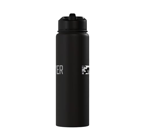 Faith Over Fear Christian Camo Cross Religious Bible Verse Stainless Steel Insulated Water Bottle - color: Black