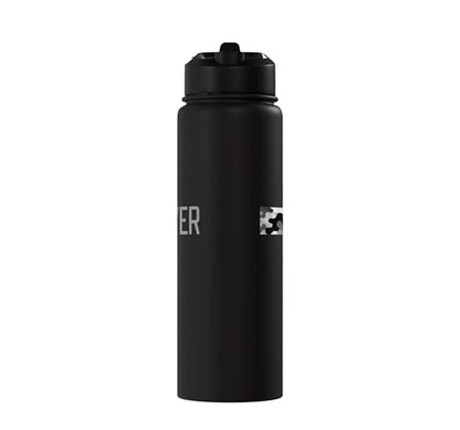 Faith Over Fear Christian Camo Cross Religious Bible Verse Stainless Steel Insulated Water Bottle - color: Black