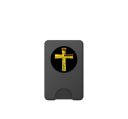 Softball Girl Christian Cross Faith I Need Softball & Jesus PopSockets PopWallet for MagSafe - style: Magnetic PopWallet