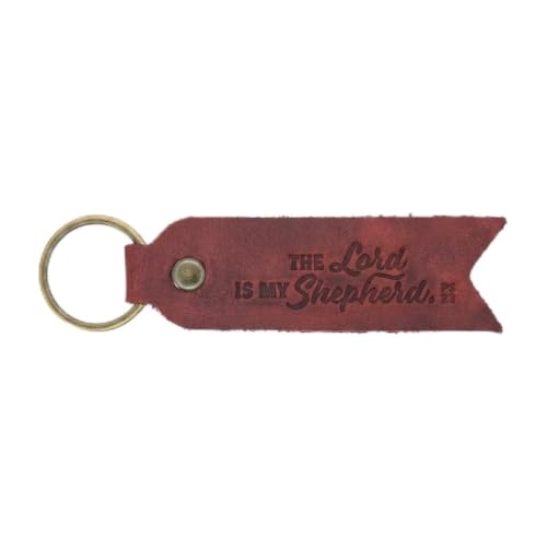 Leather Keychain, Christian Gifts for Men and Women, Full Grain Cowhide Debossed Bible Verse Flat Key Fob - color: Pentecost Red