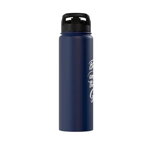 Be Still and Know That I Am God Psalm 46:10 | Christian Gift Stainless Steel Insulated Water Bottle - color: Navy Blue