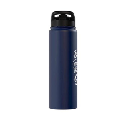 Be Still and Know That I Am God Psalm 46:10 | Christian Gift Stainless Steel Insulated Water Bottle - color: Navy Blue