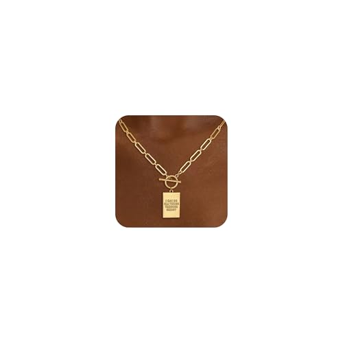 CHESKY Cross Necklace for Women Trendy, Dainty 14K Gold Plated Paperclip Charm Necklace for Womens Chunky Cross Pendant Necklace Gold Jewelry Religious Christian Gifts for Christians - color: I CAN DO ALL THINGS THROUGH CHRIST
