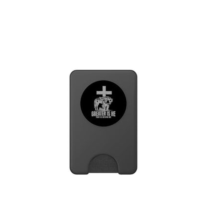 Cowboy Kneeling at Cross Greater is He Western Jesus Faith PopSockets PopWallet for MagSafe - style: Magnetic PopWallet