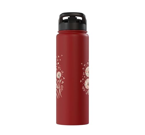 Fe Esperanza Amor Floral Christian Spanish Faith Cristianos Stainless Steel Insulated Water Bottle - color: Red