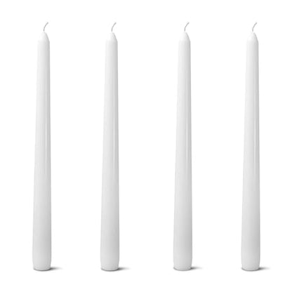 4 Pack White Taper Candles丨Taper Candles 10 Inch Dripless丨Unscented & Smokeless Candlesticks Bulk丨7-8 Hours Long Burning Tall Candles丨Ideal for Christmas Weddings Parties Dinner - color: White, size: 4 Pack Taper Candle