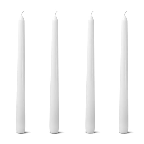 4 Pack White Taper Candles丨Taper Candles 10 Inch Dripless丨Unscented & Smokeless Candlesticks Bulk丨7-8 Hours Long Burning Tall Candles丨Ideal for Christmas Weddings Parties Dinner - color: White, size: 4 Pack Taper Candle