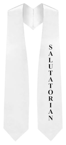 CLERKMANS Valedictorian,Salutatorian&Honor Graduation Stole 2 Colors Length & Width Fits All BodyTypes Premium Quality Stoles - color: White, style: Salutatorian