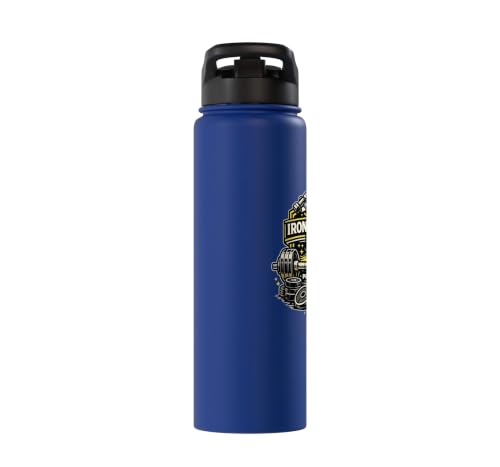 Iron Sharpen's Iron Christian Men Bible Scripture Gym Workou Stainless Steel Insulated Water Bottle - color: Royal Blue