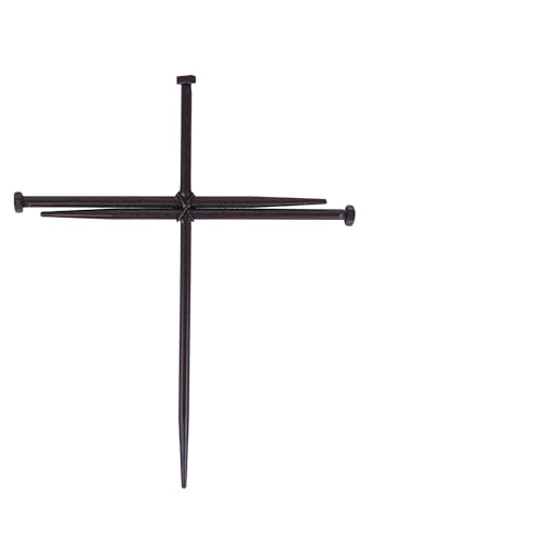 Rustic Metal Nail Cross Art - Christian Home Decor for Office, or Prayer Room - Religious Iron Crucifix with Three Nails Sculpture Baptism Gift - Minimalist Hanging Accent - Metal Wall Art 12” Black