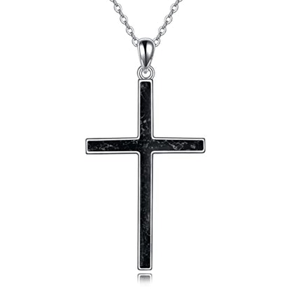 YFN Cross Necklace Sterling Silver Religious Cross Pendant Jewelry Christian Gifts for Women Men - style: C. Black Tourmaline