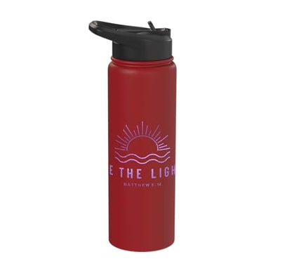 Be the Light Scripture (Matthew 5:14) For Encouragement Stainless Steel Insulated Water Bottle - color: Red