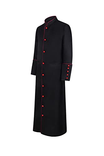 Men Priest Costume Pastor Gown Clergy Pulpit Robes Halloween - color: Black Priest, size: X-Large