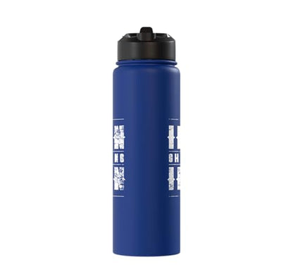 Iron Sharpens Iron Christian Gym Water Bottles Bible Verse Stainless Steel Insulated Water Bottle - color: Royal Blue