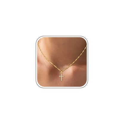 18K Gold Plated Cross Necklace for Women Trendy - color: 2-CZ Cross Pendant